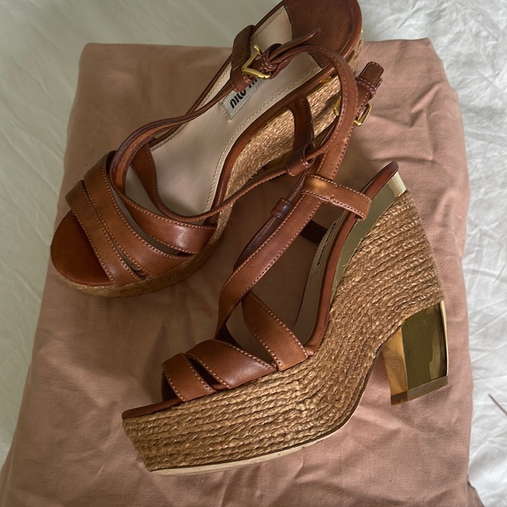 MIU MIU WEDGE/PLATFORM NAPPA LEATHER COLOR 36/6